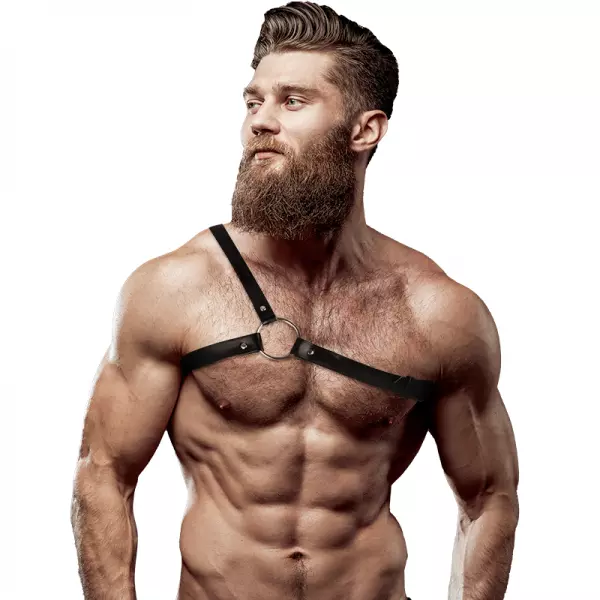 FETISH SUBMISSIVE ATTITUDE - HARNAIS EN CUIR �COLOGIQUE  �PAULE CROIS�E POUR HOMMES