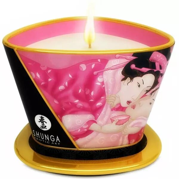 SHUNGA - MINI CARESSE � LA CHANDELLE BOUGIE DE MASSAGE ROSES APHRODISIAQUES 170 ML