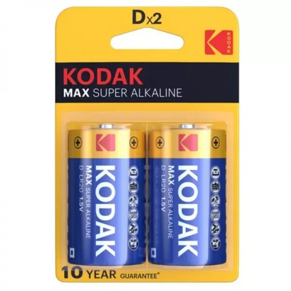 KODAK - PILE ALCALINE MAX D LR20 2 UNIT�