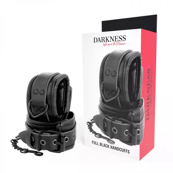 DARKNESS - MENOTTES R�GLABLES EN CUIR NOIR