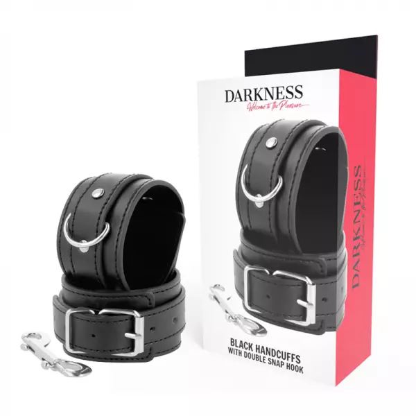 DARKNESS - MENOTTES R�GLABLES NOIRES AVEC DOUBLE RUBAN DE RENFORT