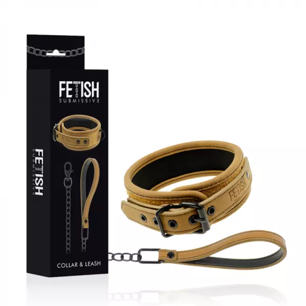FETISH SUBMISSIVE ORIGEN - COLLIER DOUBL� EN N�OPR�NE AVEC CHA�NE