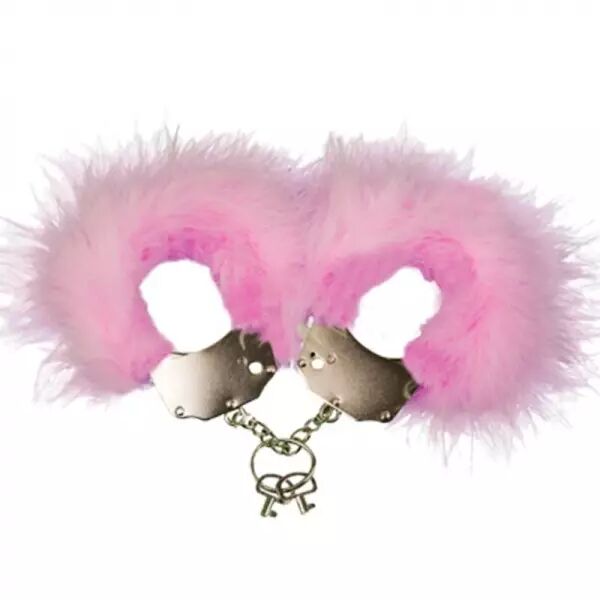 ADRIEN LASTIC - MENOTTES EN M�TAL � PLUMES ROSE