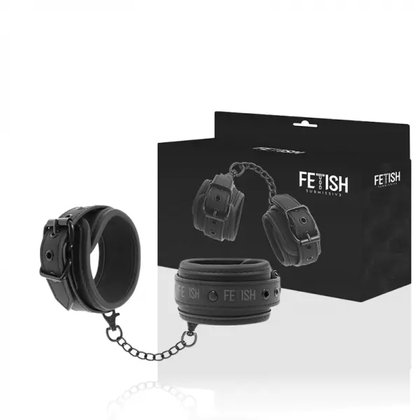 FETISH SUBMISSIVE - MENOTTES EN CUIR V�G�TALIEN AVEC DOUBLURE EN NOPR�NE