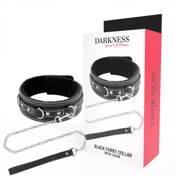 DARKNESS - COLLIER EN CUIR DE HAUTE QUALIT� AVEC LAISSE