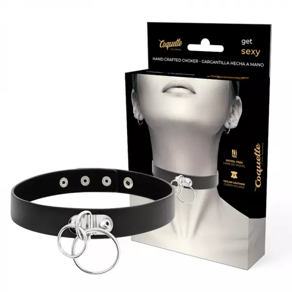 COQUETTE - CHIC DESIRE RAS DE COU DOUBLE ANNEAU EN CUIR V�GAN