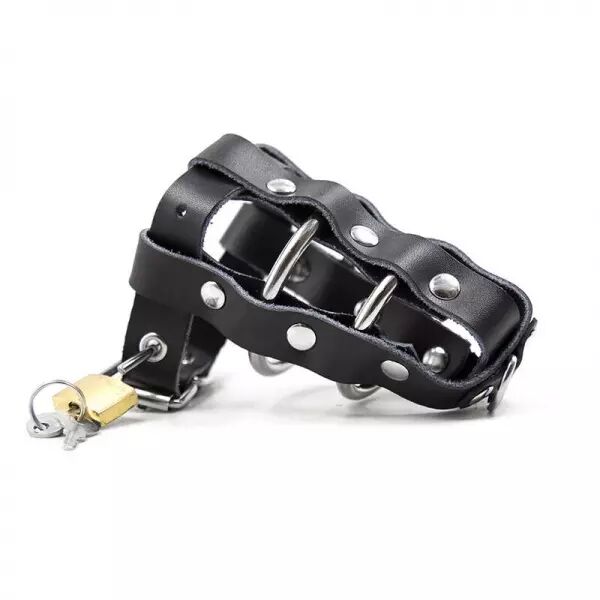 OHMAMA FETISH - ETUI EN CUIR AVEC ANNEAUX M�TALLIQUES ET CADENAS