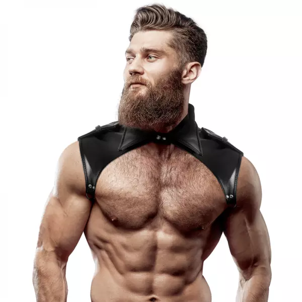 FETISH SUBMISSIVE ATTITUDE - HARNAIS DE COU AJUSTABLE EN CUIR �COLOGIQUE BRIGADE POUR HOMMES