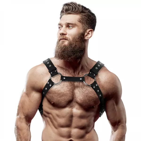FETISH SUBMISSIVE ATTITUDE - HARNAIS POITRINE EN CUIR �COLOGIQUE POUR HOMMES AVEC CLOUS