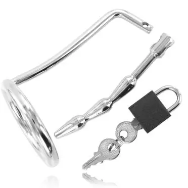 METAL HARD - ANNEAU DE TESTICULE AVEC BOUCHON DE CHASTET� UR�TRAL