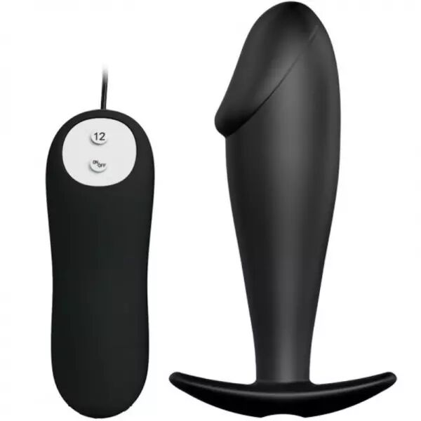 PRETTY LOVE - PLUG ANAL EN SILICONE FORME P�NIS ET 12 MODES DE VIBRATION NOIR