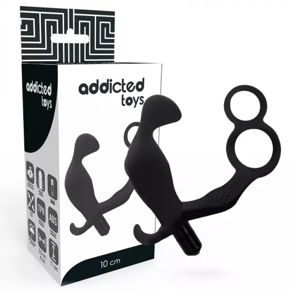 ADDICTED TOYS - PLUG ANAL AVEC DOUBLE ANNEAU P�NIS ET TESTICULES NOIR