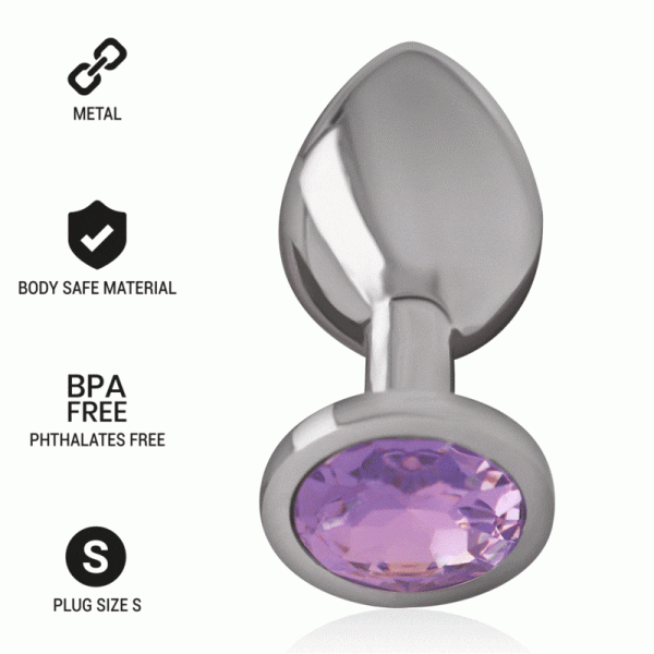 INTENSE - PLUG ANAL EN M�TAL ALUMINIUM AVEC CRISTAL VIOLET TAILLE S