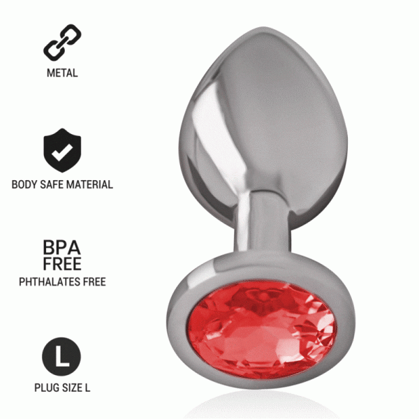 INTENSE - PLUG ANAL EN M�TAL ALUMINIUM AVEC CRISTAL ROUGE TAILLE L
