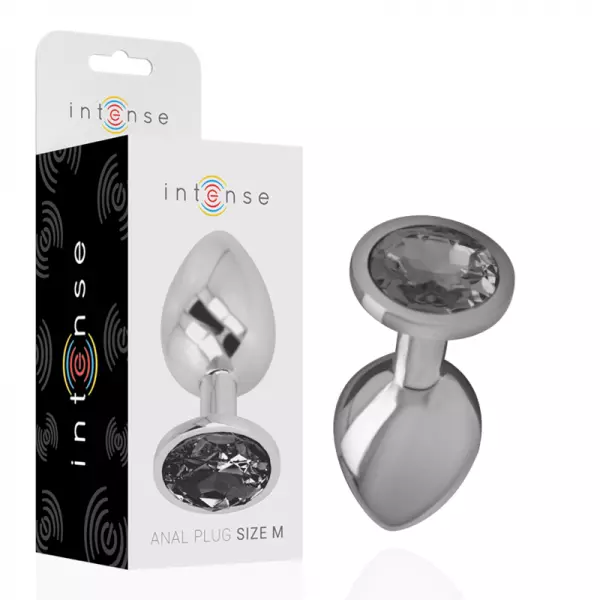 INTENSE - PLUG ANAL EN M�TAL ALUMINIUM AVEC VERRE NOIR TAILLE M