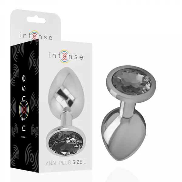 INTENSE - PLUG ANAL EN M�TAL ALUMINIUM AVEC VERRE NOIR TAILLE L