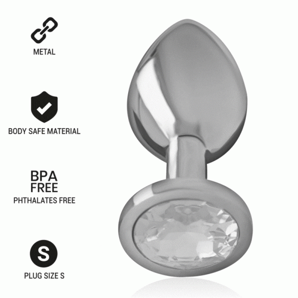 INTENSE - PLUG ANAL EN M�TAL ALUMINIUM AVEC CRISTAL DARGENT TAILLE S