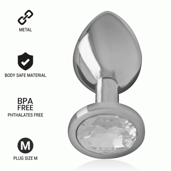 INTENSE - PLUG ANAL EN M�TAL ALUMINIUM AVEC CRISTAL DARGENT TAILLE M