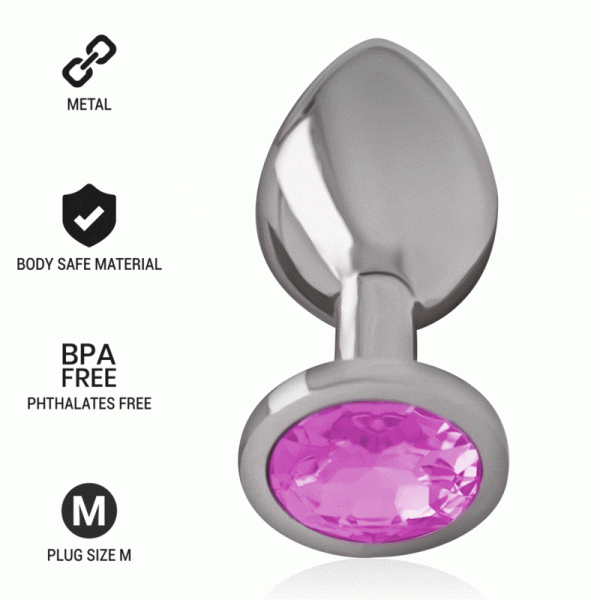 INTENSE - PLUG ANAL EN M�TAL ALUMINIUM AVEC CRISTAL ROSE TAILLE M