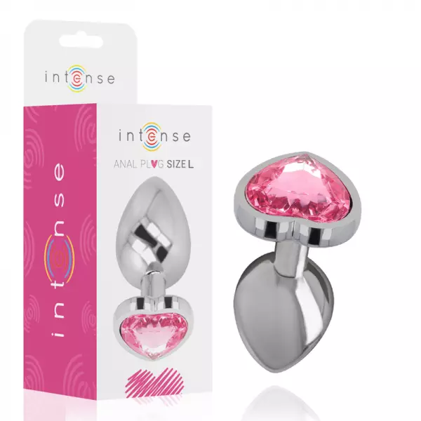 INTENSE - PLUG ANAL EN M�TAL ALUMINIUM COEUR ROSE TAILLE L