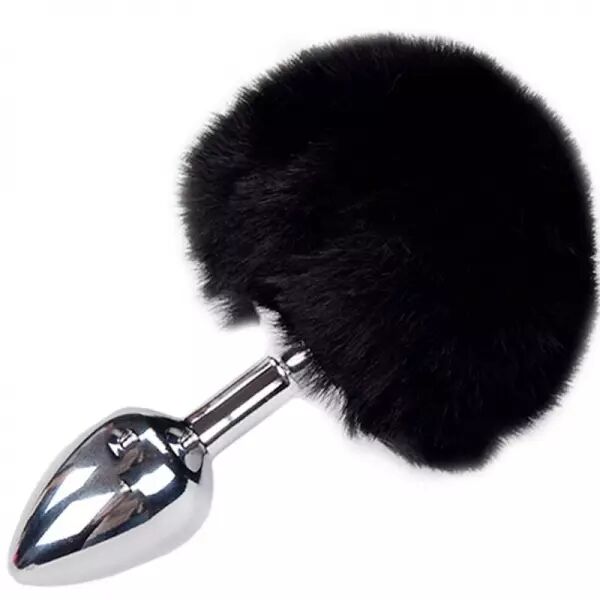 ALIVE - PLUG DE PLAISIR ANAL LISSE M�TAL FLUFFY NOIR TAILLE L