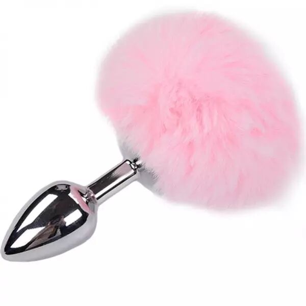 ALIVE - PLUG DE PLAISIR ANAL LISSE M�TAL FLUFFY ROSE TAILLE M
