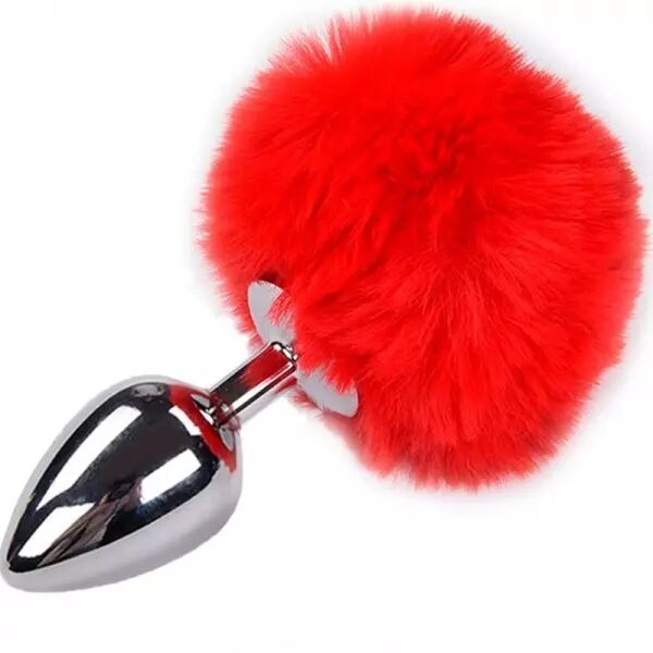 ALIVE - PLUG DE PLAISIR ANAL LISSE M�TAL FLUFFY ROUGE TAILLE L