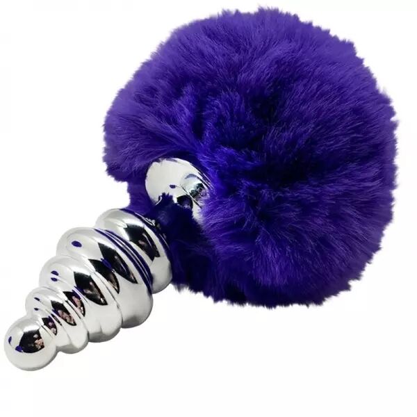 ALIVE - PLUG DE PLAISIR ANAL SPIRAL METAL FLUFFY VIOLET FONC� TAILLE L
