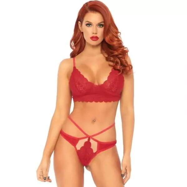 LEG AVENUE - ENSEMBLE 2 PI�CES BRALETTE ET STRING EN DENTELLE S/M