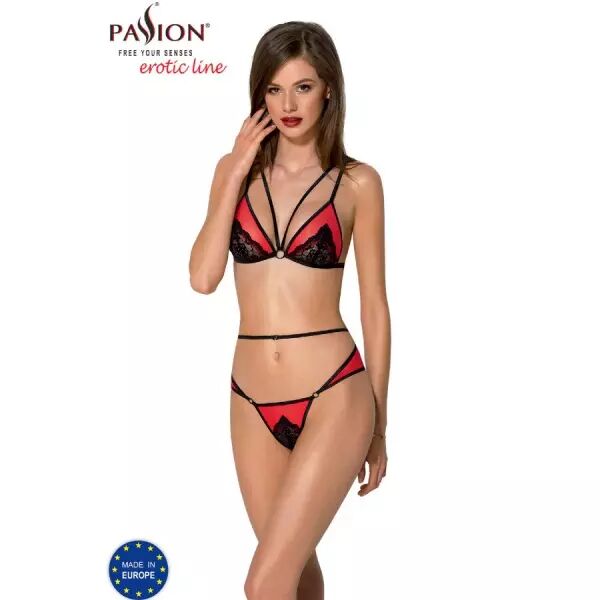 PASSION - ENSEMBLE PEONIA LIGNE �ROTIQUE ROUGE S/M