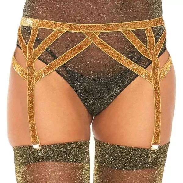 LEG AVENUE - PORTE-JARRETELLES �LASTIQUE LUREX TAILLE UNIQUE