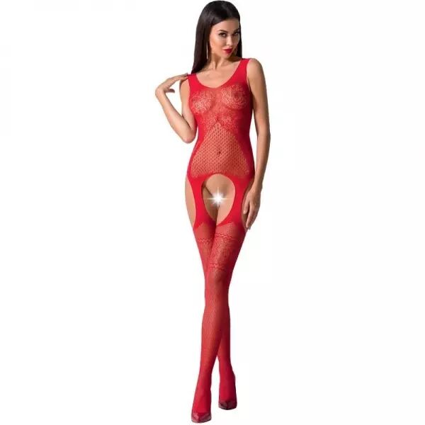PASSION - FEMME BS061 BODYSTOCKING ROUGE TAILLE UNIQUE