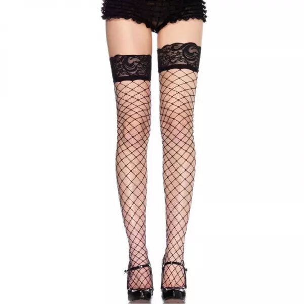 LEG AVENUE - BAS R�SILLE ET DENTELLE NOIRE