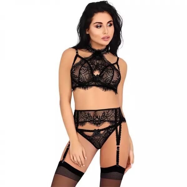 LIVCO CORSETTI FASHION - MAJALESA LC 90526 SOUTIEN-GORGE + JARRETI�RE + CULOTTE NOIR L/XL