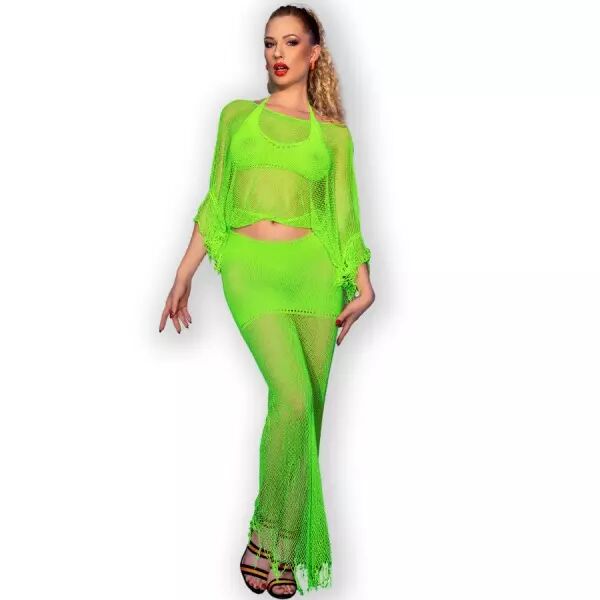 CHILIROSE - CR 4666 TOP & JUPE VERT S/M