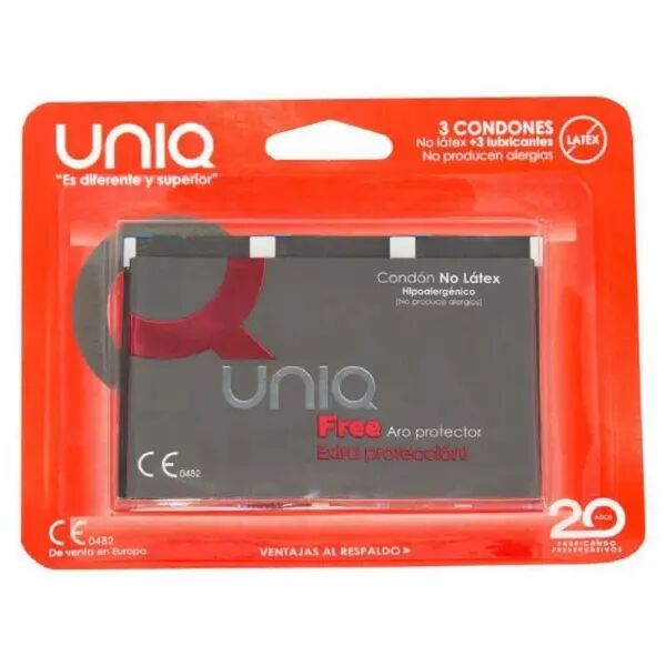 UNIQ - FREE PR�SERVATIFS SANS LATEX AVEC ANNEAU DE PROTECTION 3 UNIT�S