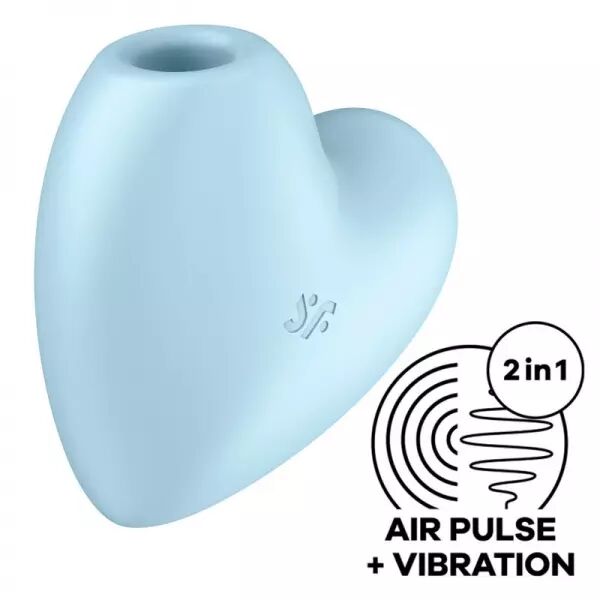 SATISFYER - STIMULATEUR ET VIBRATEUR CUTIE HEART AIR PULSE BLEU