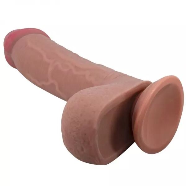 PRETTY LOVE - S�RIE SLIDING SKIN GODE R�ALISTE AVEC VENTOUSE SLIDING SKIN MARRON 23,4 CM