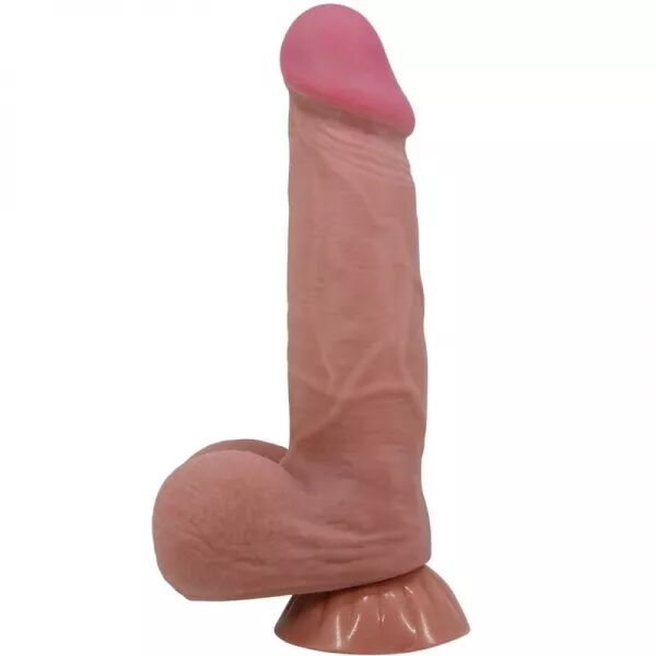 PRETTY LOVE - S�RIE SLIDING SKIN GODE R�ALISTE AVEC VENTOUSE COULISSANTE PEAU BRUN 20,6 CM