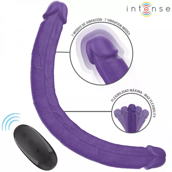 INTENSE - GUNTER DILDO DOUBLE VIBRATEUR 40 CM VIOLET T�L�COMMANDE