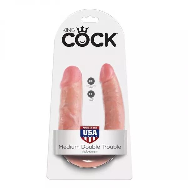 KING COCK - GODE DOUBLE P�N�TRATION 13.9 CM NATUREL