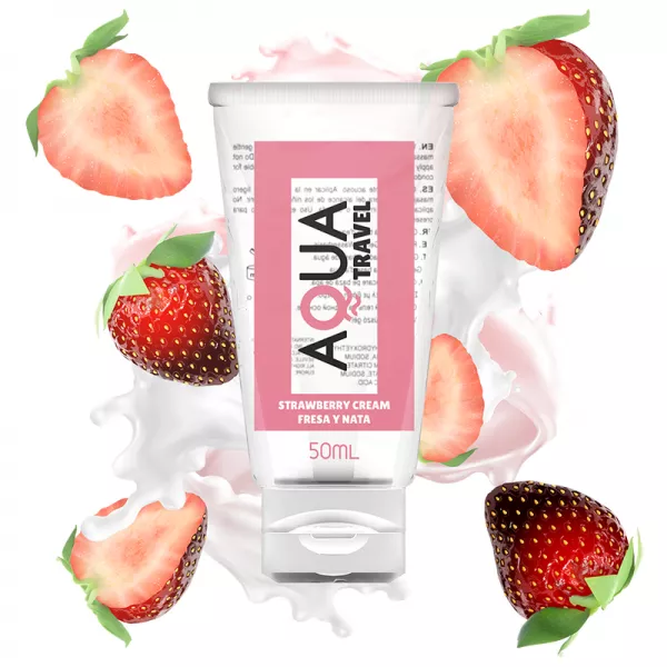 AQUA TRAVEL - LUBRIFIANT � BASE D''EAU SAVEUR CR�ME DE FRAISE - 50 ML