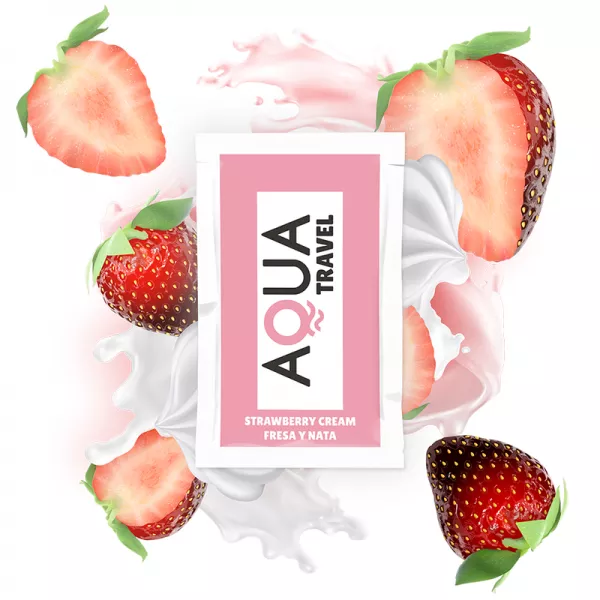 AQUA TRAVEL - LUBRIFIANT � BASE D'EAU SAVEUR CR�ME DE FRAISE 6 ML