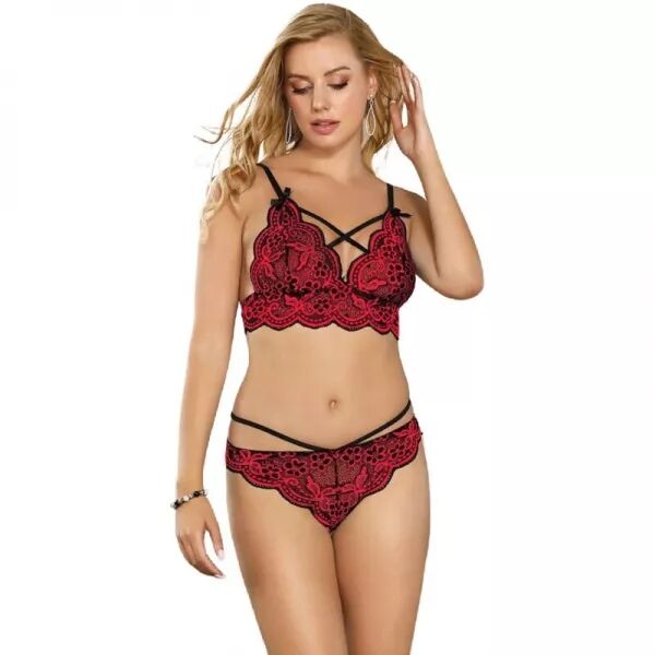 SUBBLIME - SET ENSEMBLE DEUX PI�CES TOP ET CULOTTE EN DENTELLE S/M