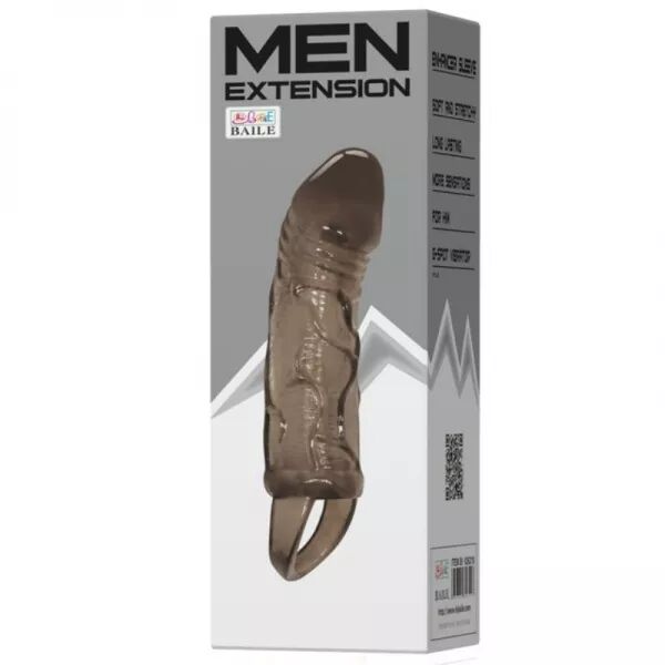 BAILE - HOUSSE DEXTENSION DE P�NIS AVEC SANGLE POUR TESTICULES NOIR 13.5 CM