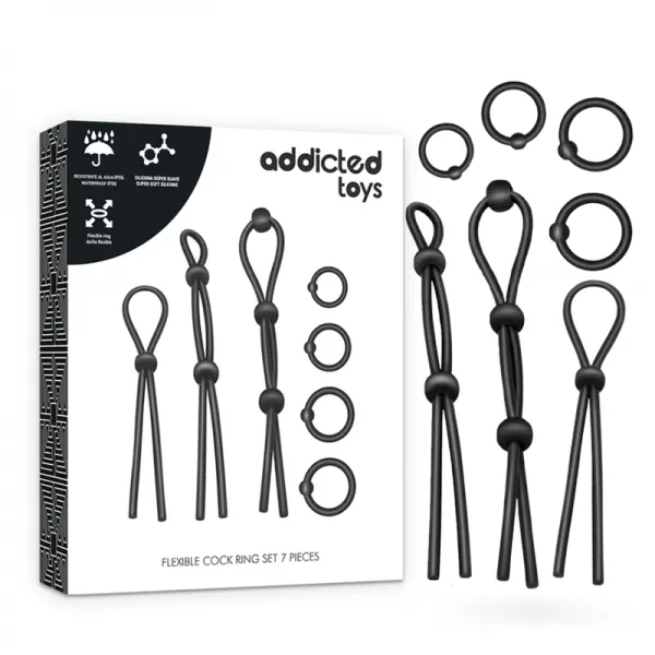 ADDICTED TOYS - ENSEMBLE DANNEAU P�NIAL FLEXIBLE EN SILICONE 7 PI�CES