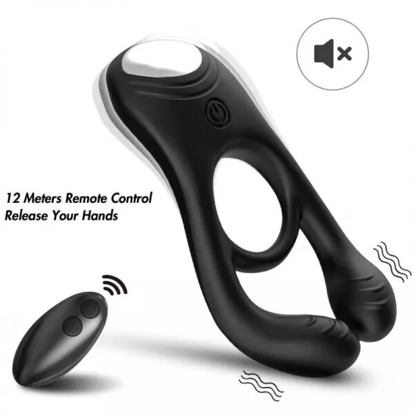 ARMONY - VEYRON DOUBLE VIBRATEUR ANNEAU JOUET POUR COUPLES T�L�COMMANDE NOIR