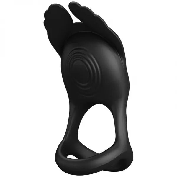 PRETTY LOVE - SILAS ANNEAU P�NIS VIBRANT 7 VIBRATIONS SILICONE NOIR