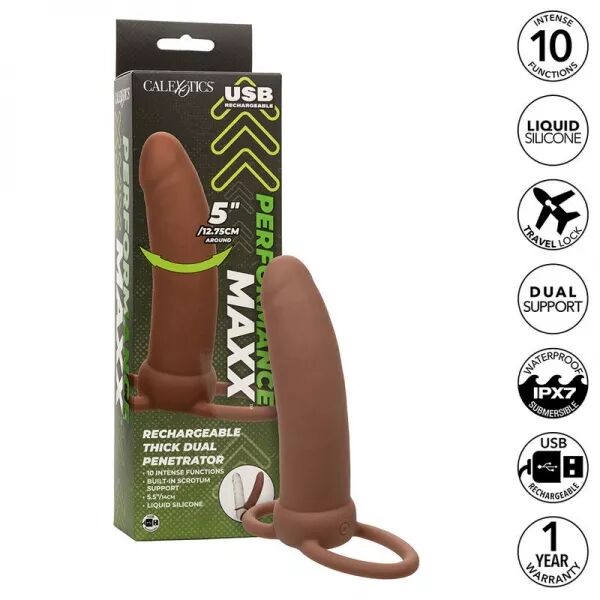CALEXOTICS - MAXX THICK DOUBLE P�N�TRATEUR 10 VIBRATIONS MARRON