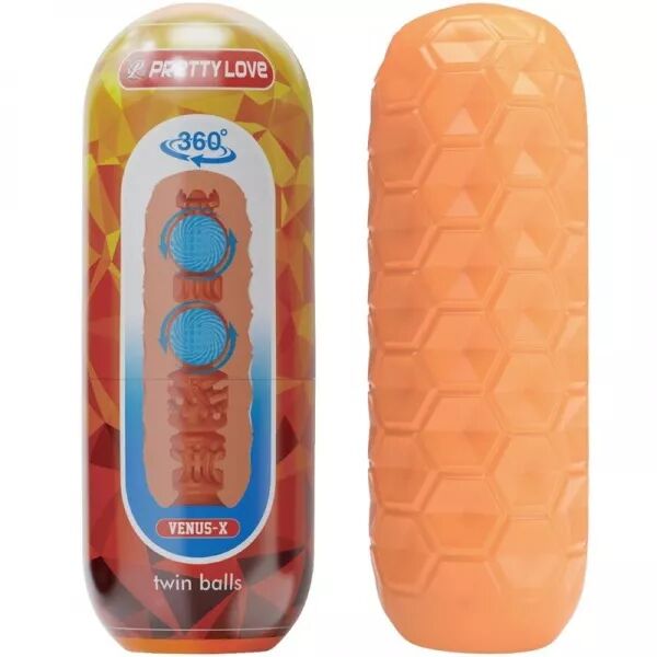 PRETTY LOVE - MASTURBATEUR POUR HOMME � DEUX BOULES ORANGE